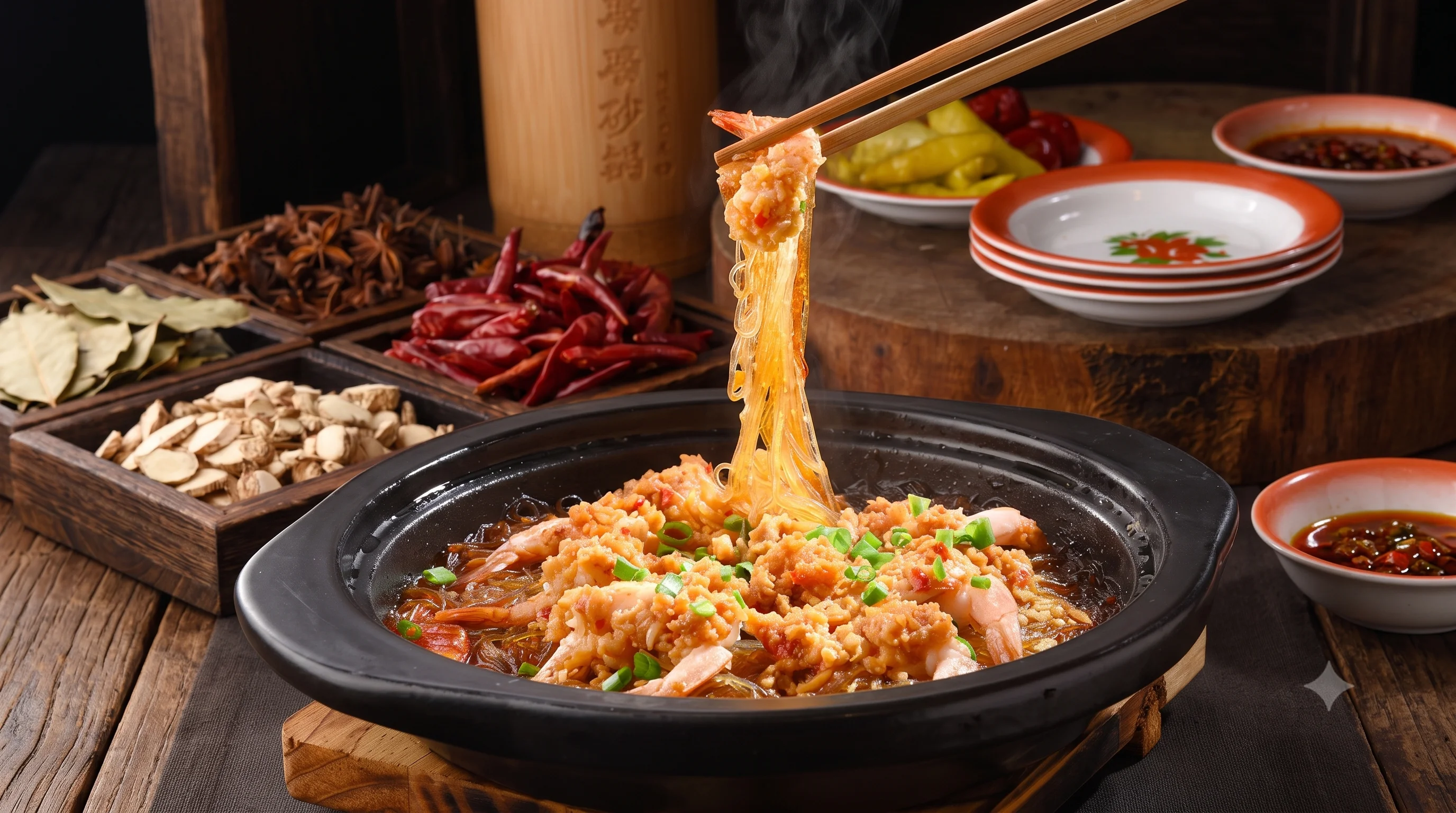 Spicy Sichuan crawfish dish with chili peppers
