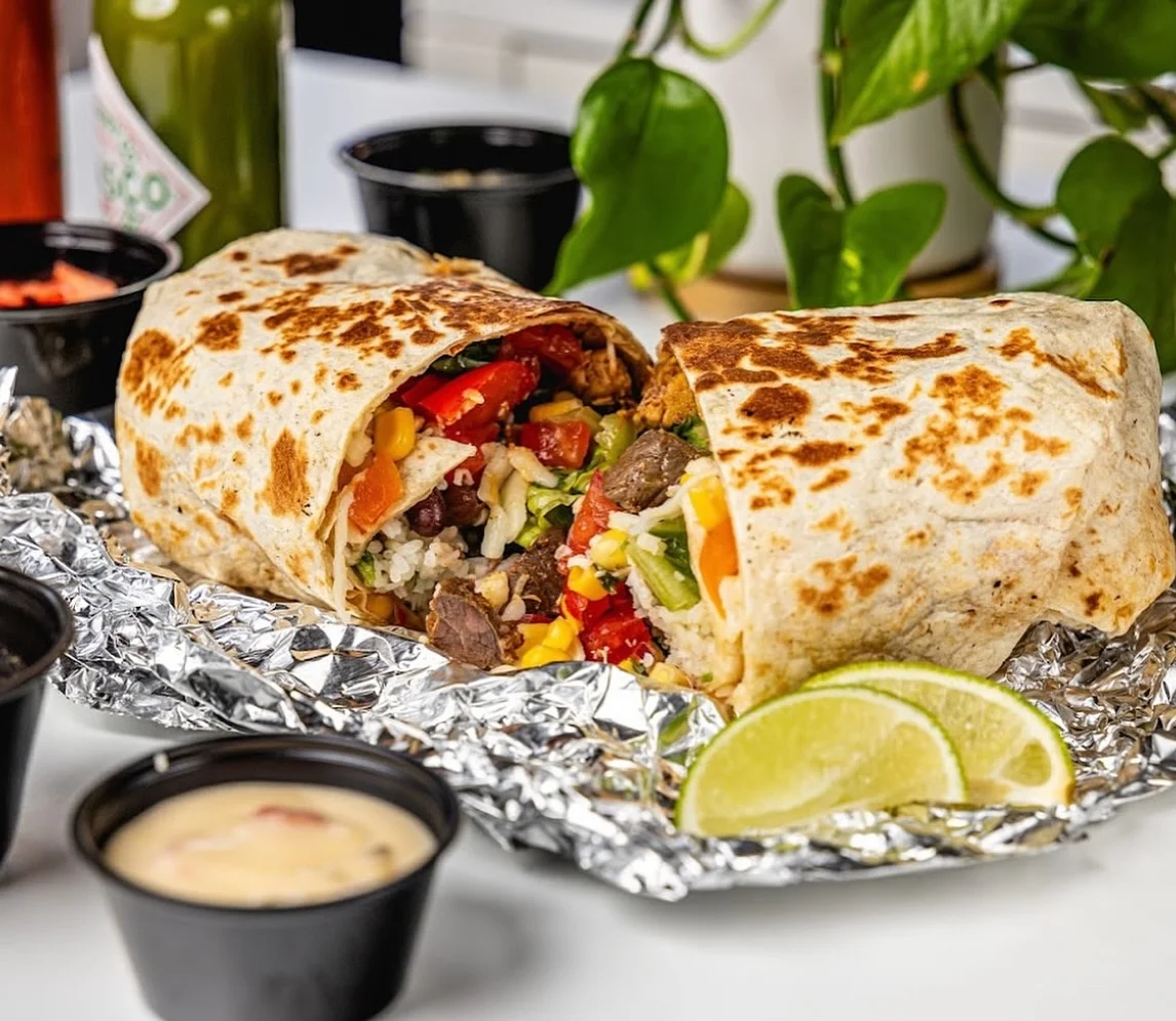 Delicious burrito filled with fresh ingredients