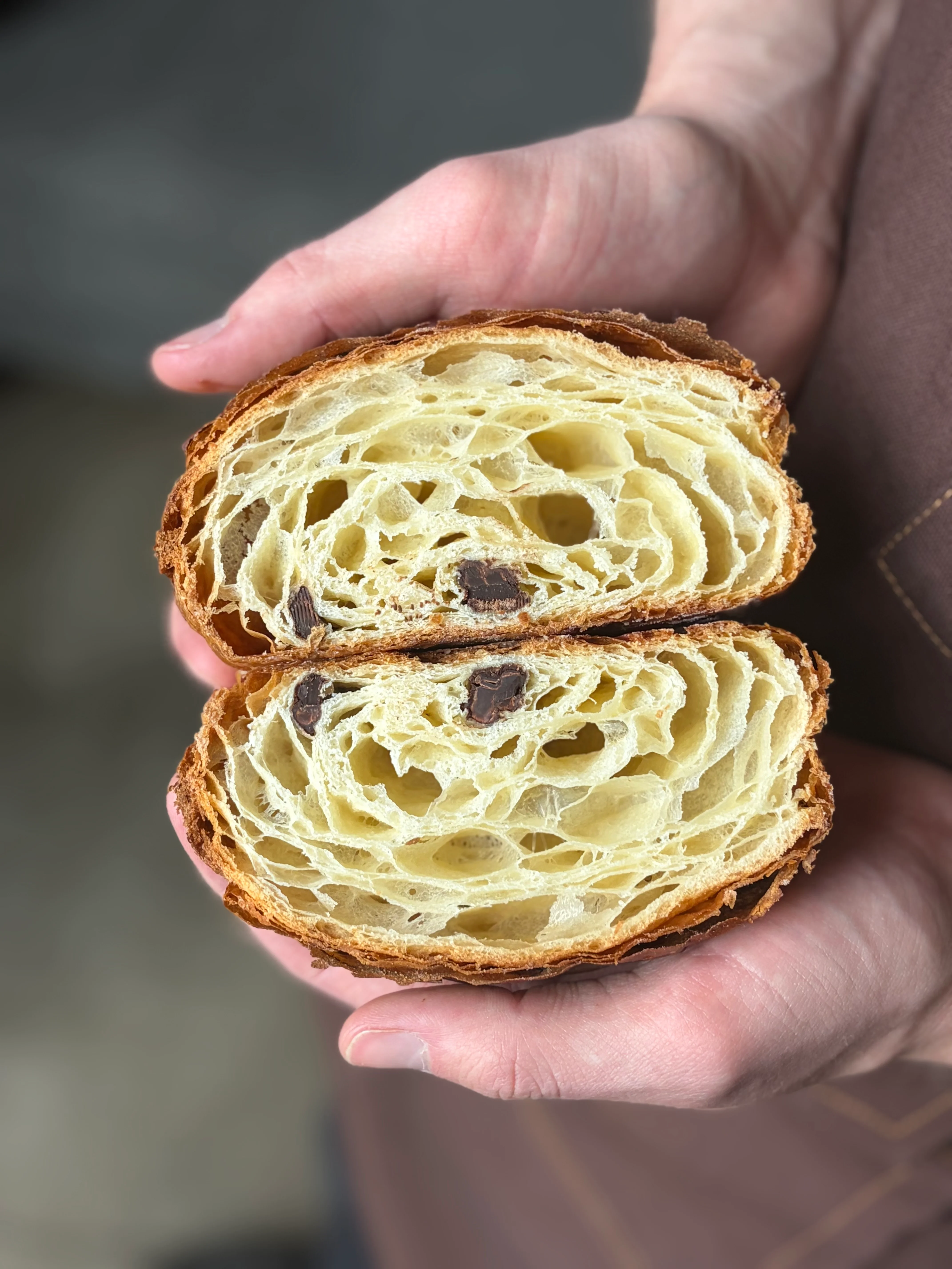 Freshly baked croissants displayed at Forty Three Bakery in Utah.