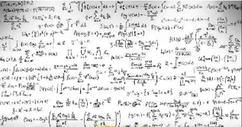 Mathematical equations and formulas written on a whiteboard