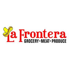 A colorful logo featuring the text 'La Frontera' in bold letters, along with the words 'Grocery, Meat, Produce' underneath.
