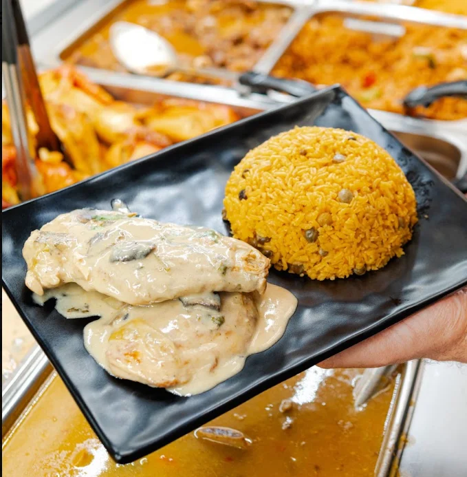 Creamy chicken with rice, a popular Latin American dish