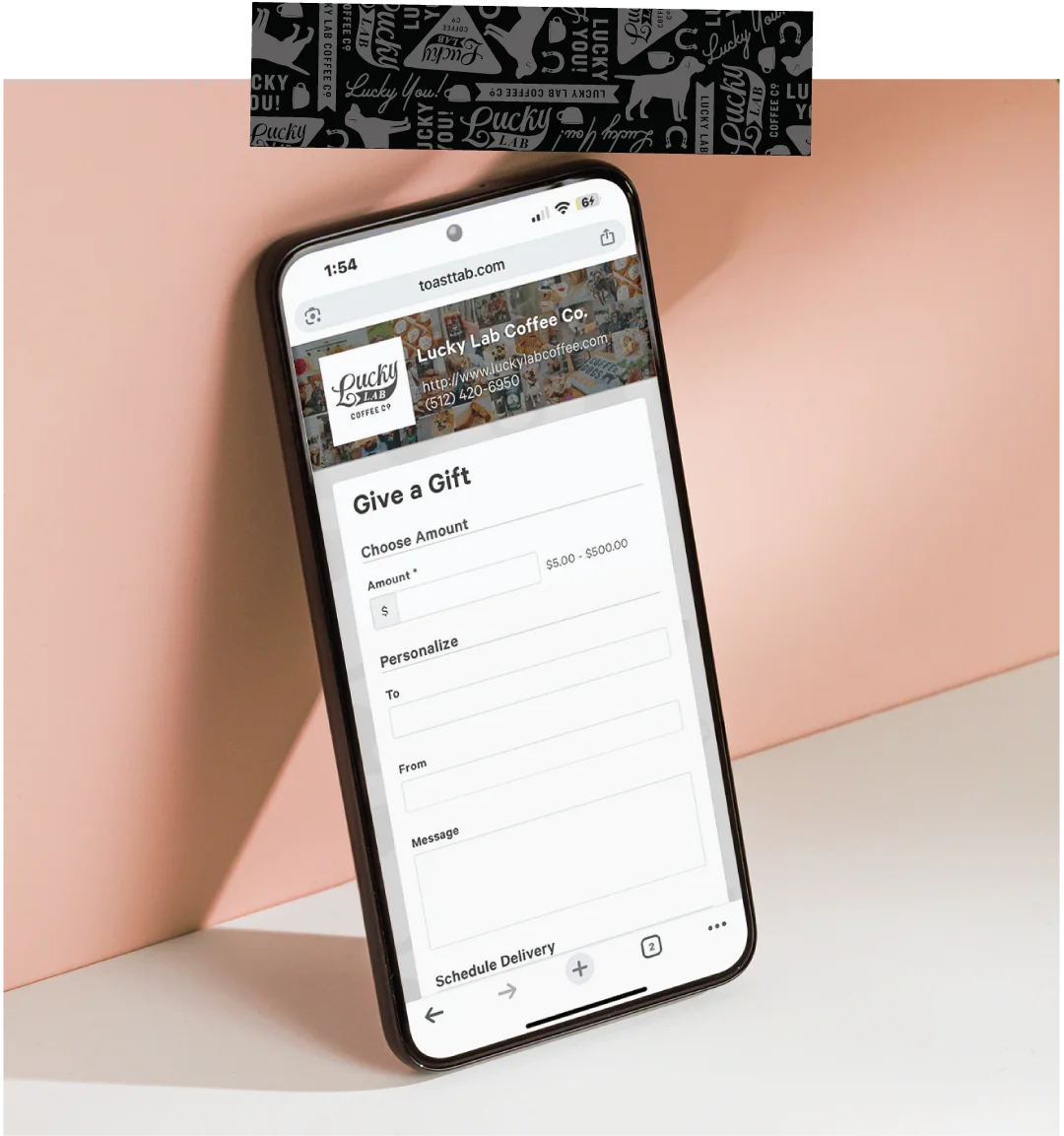 Gift card purchase page for Lucky Lab Coffee Co.