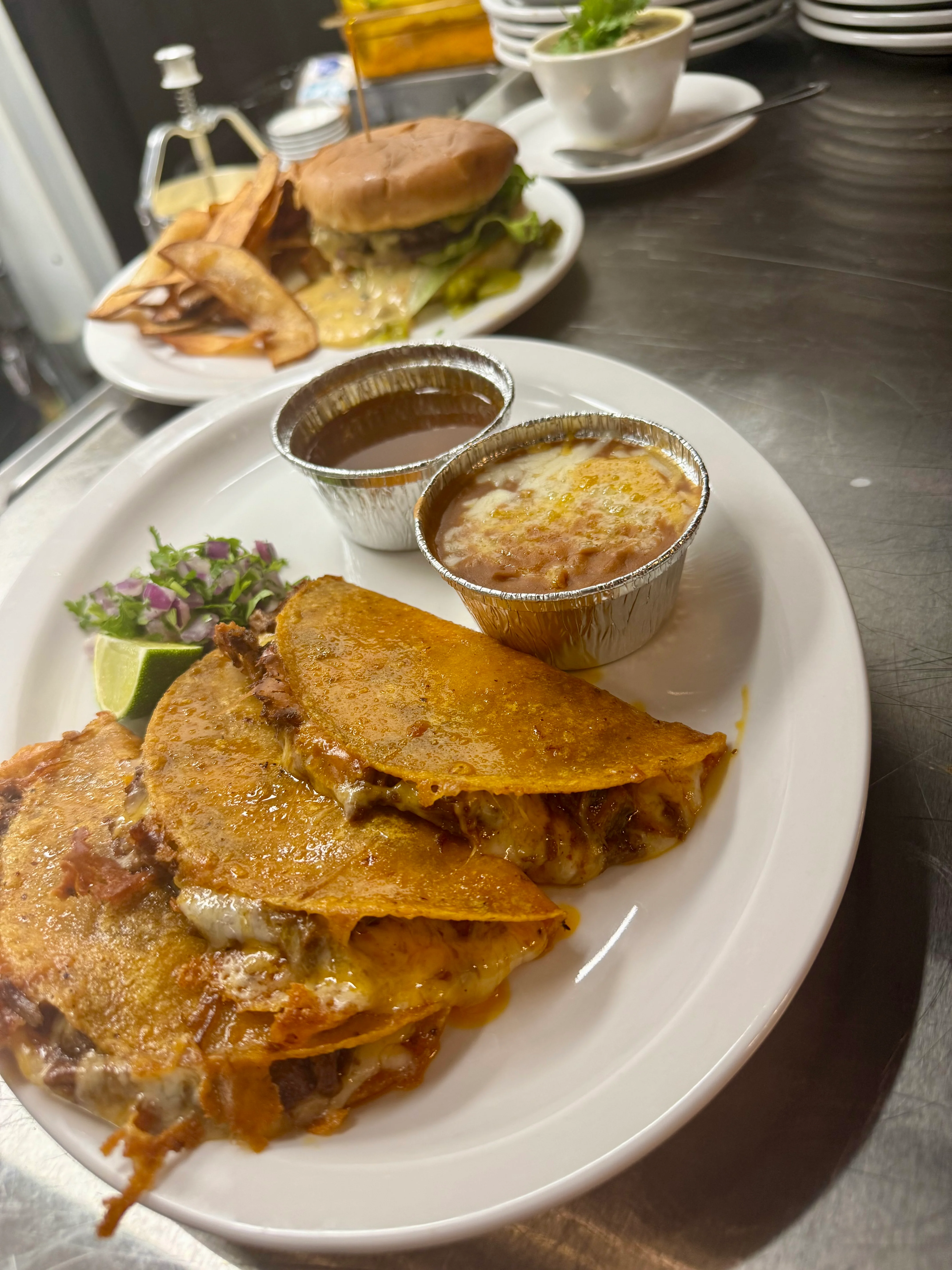 Delicious Mexican quesadillas with cheese and beef