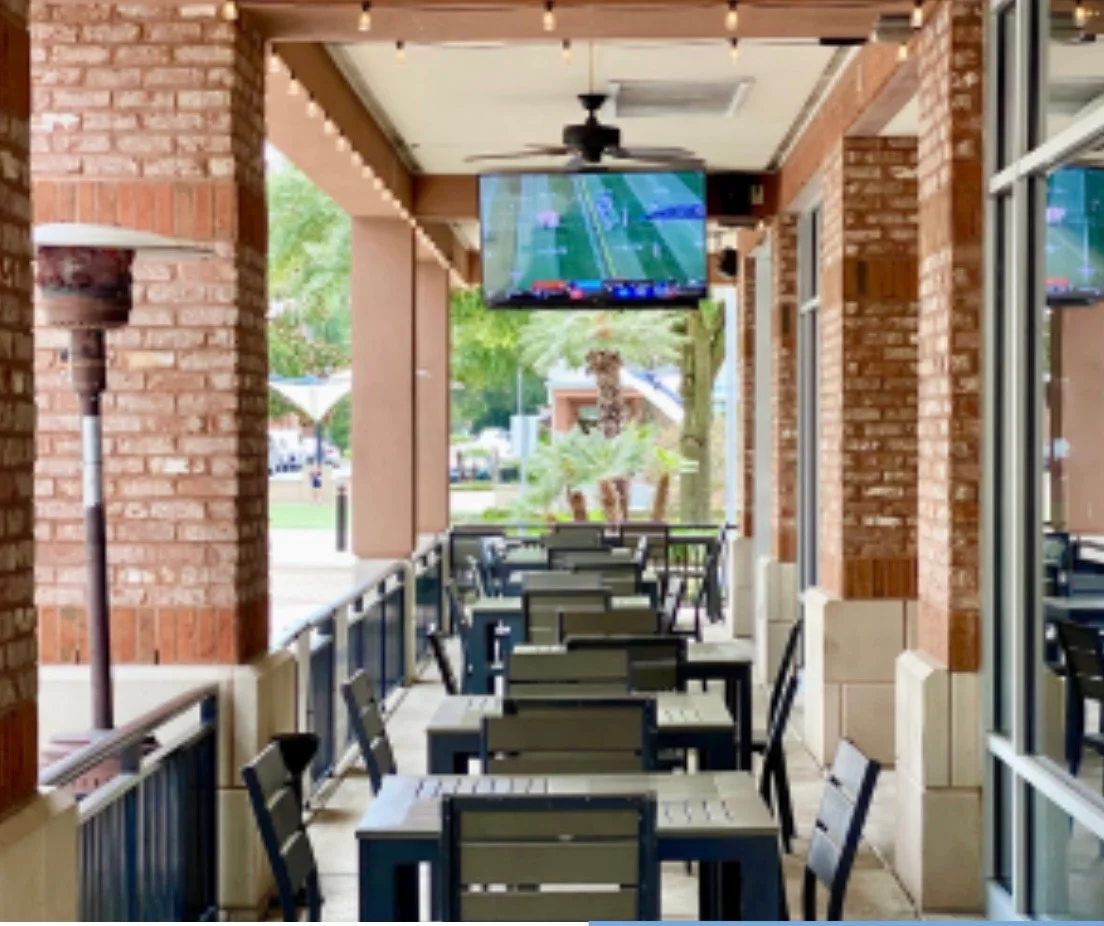 The outside patio of the West End Tavern