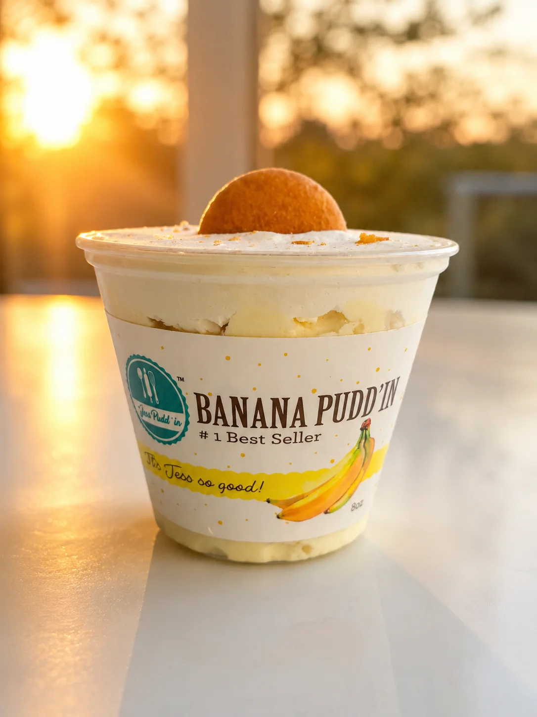 Delicious banana pudding dessert in a cup