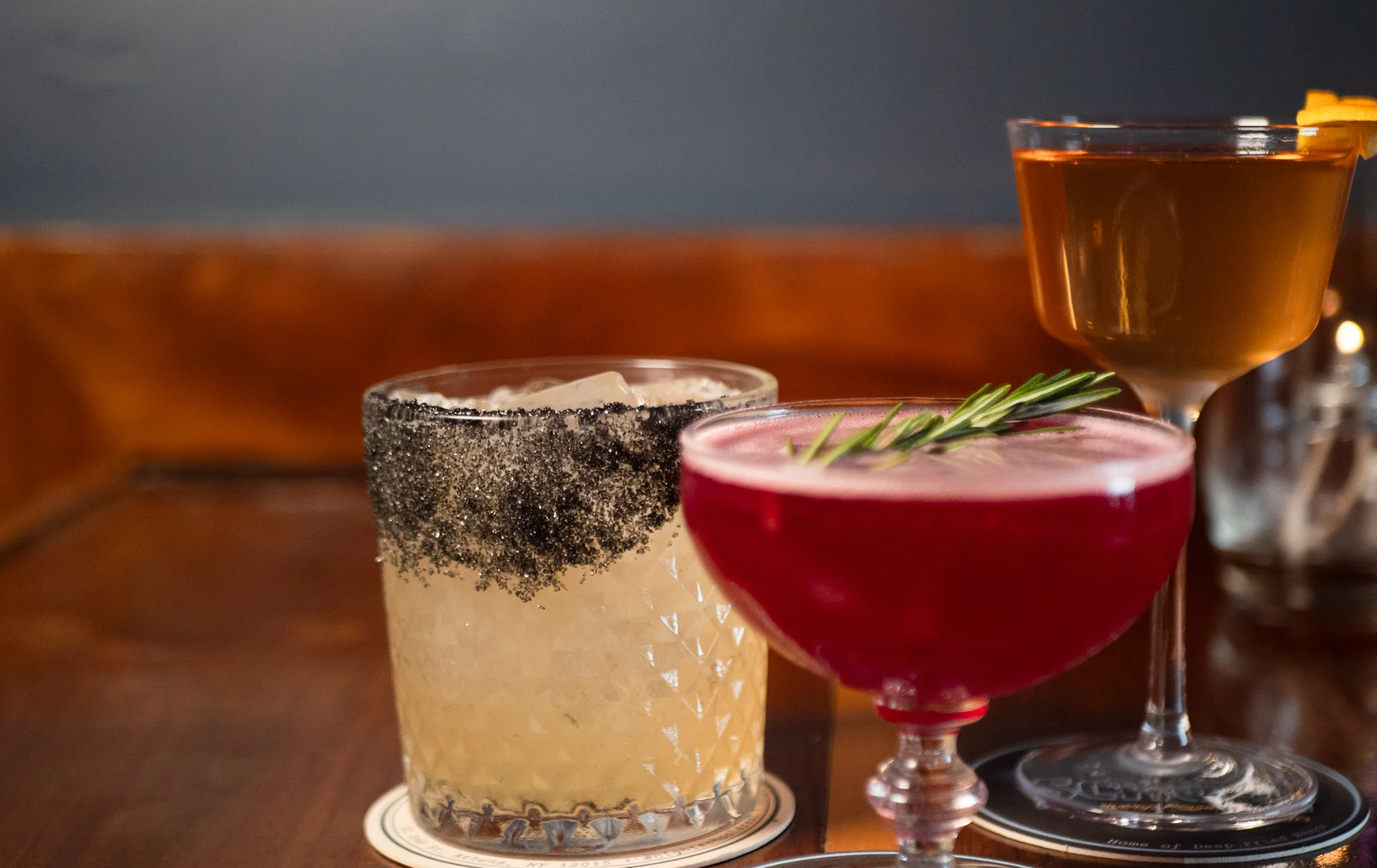 3 cocktails on the bar