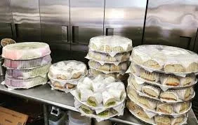 Assorted sushi platters ready for service