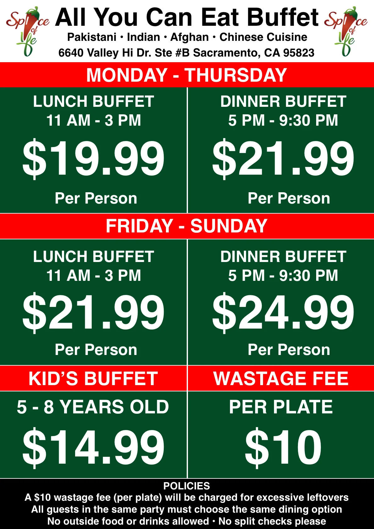 Buffet Pricing