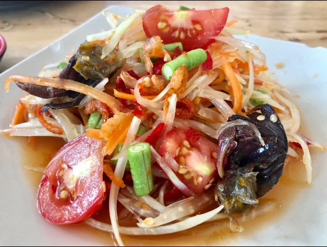 A fresh papaya salad made at the ZomTum Bistro
