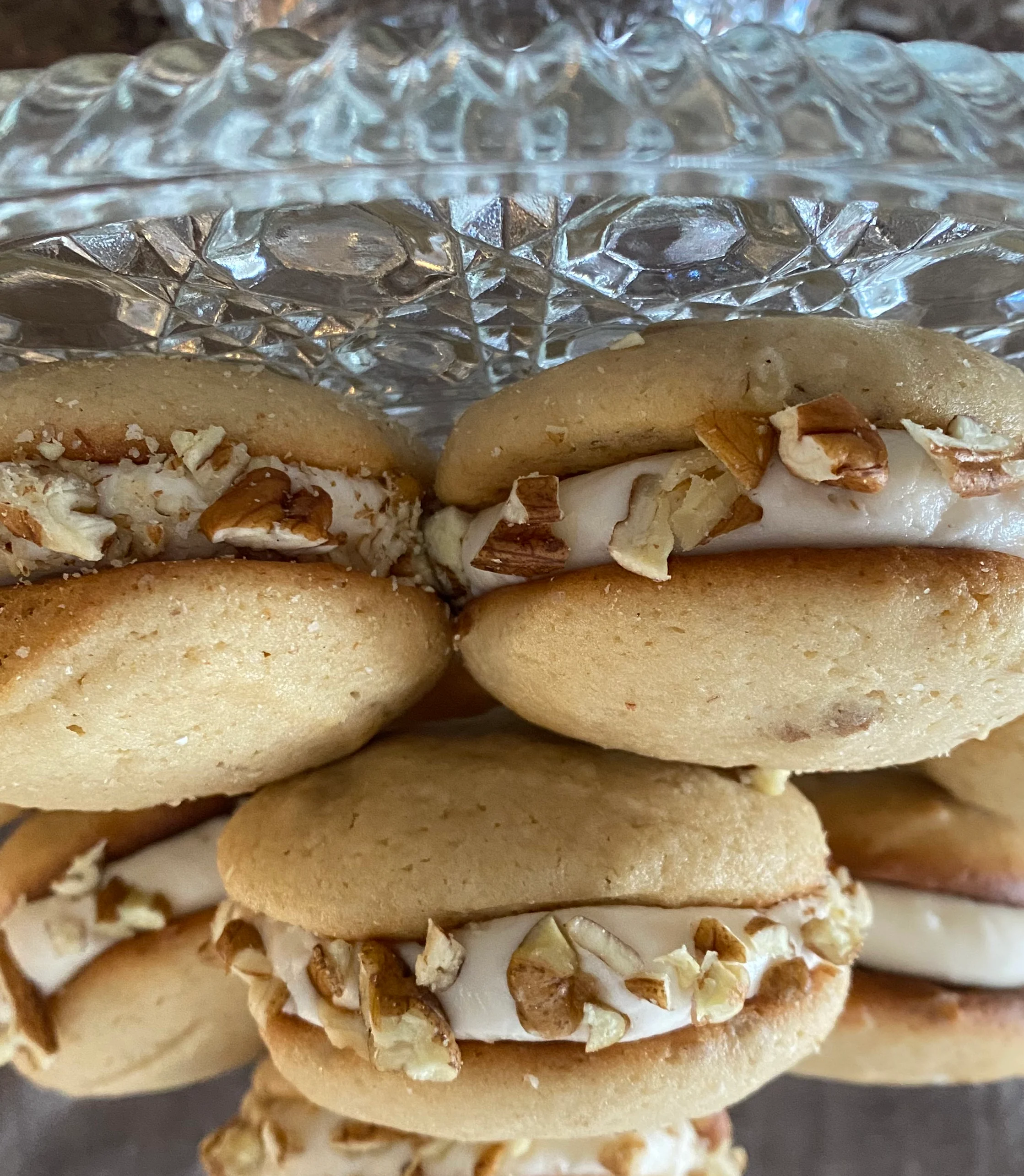 Southern whoopie pies with creamy filling and nuts