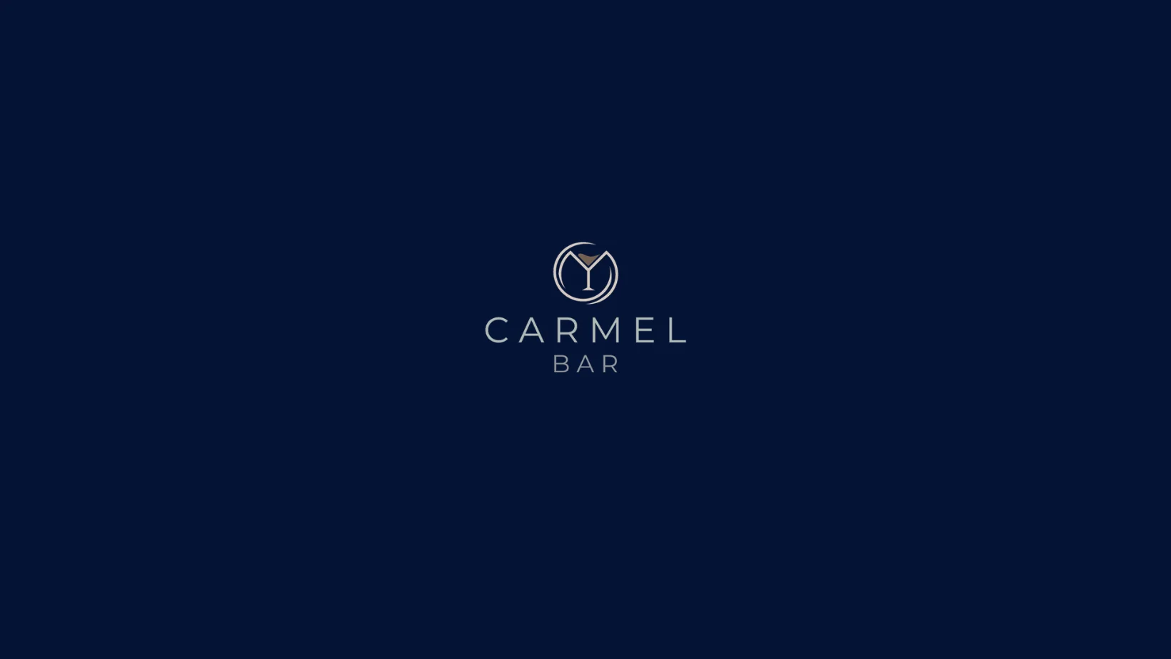 Carmel Bar logo on a dark blue background