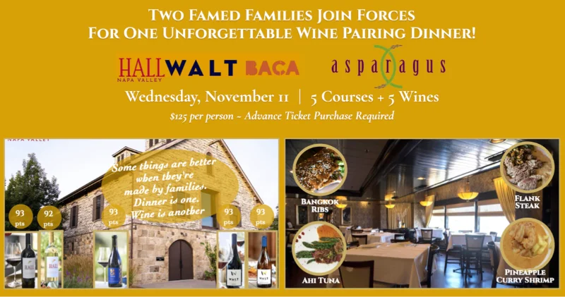 Invitation to Hall wine pairing dinner event