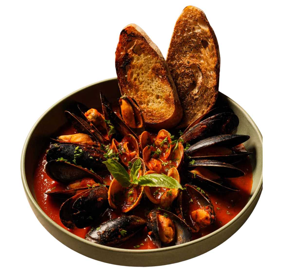 Italian seafood stew with mussels and clams