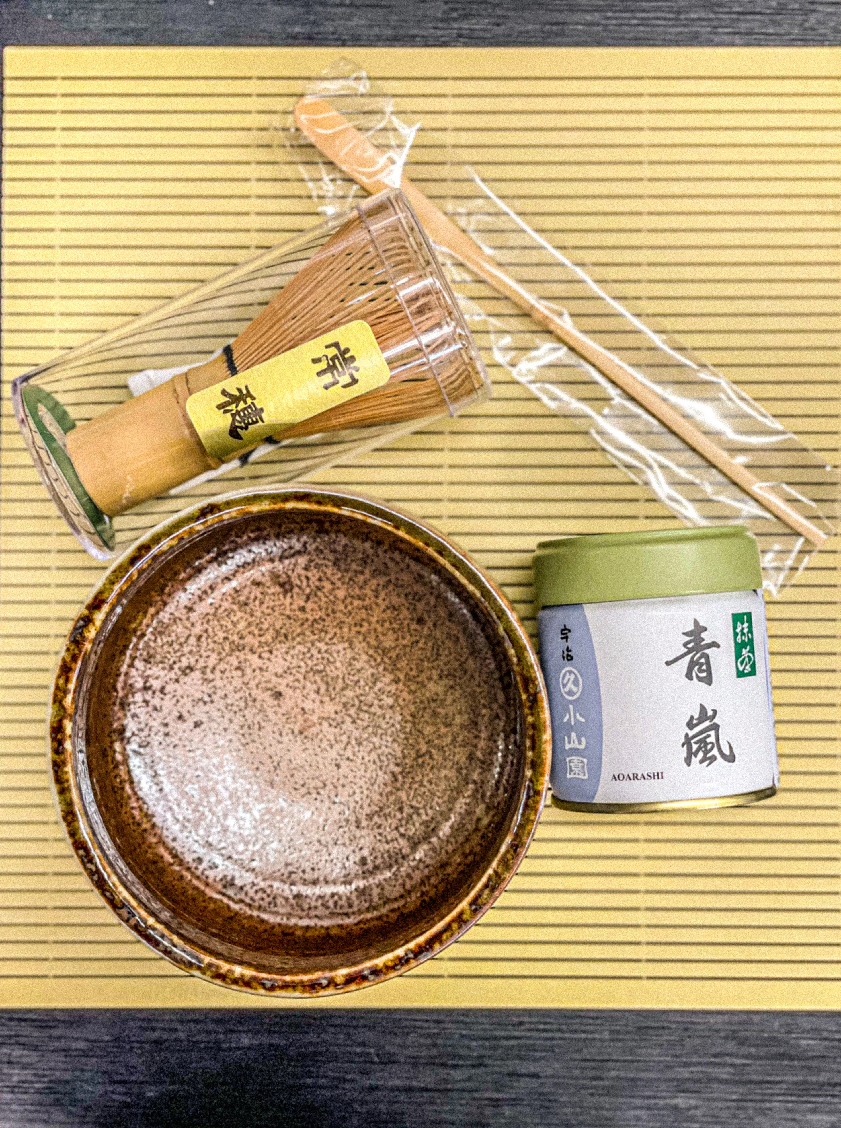 Japanese matcha tea set with whisk and bowl