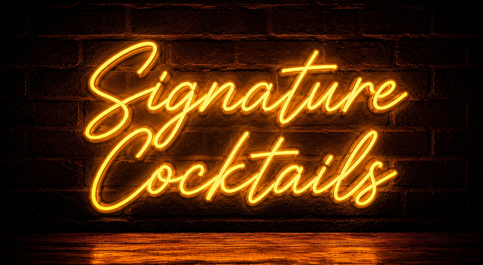 Neon sign for signature cocktails in a stylish bar