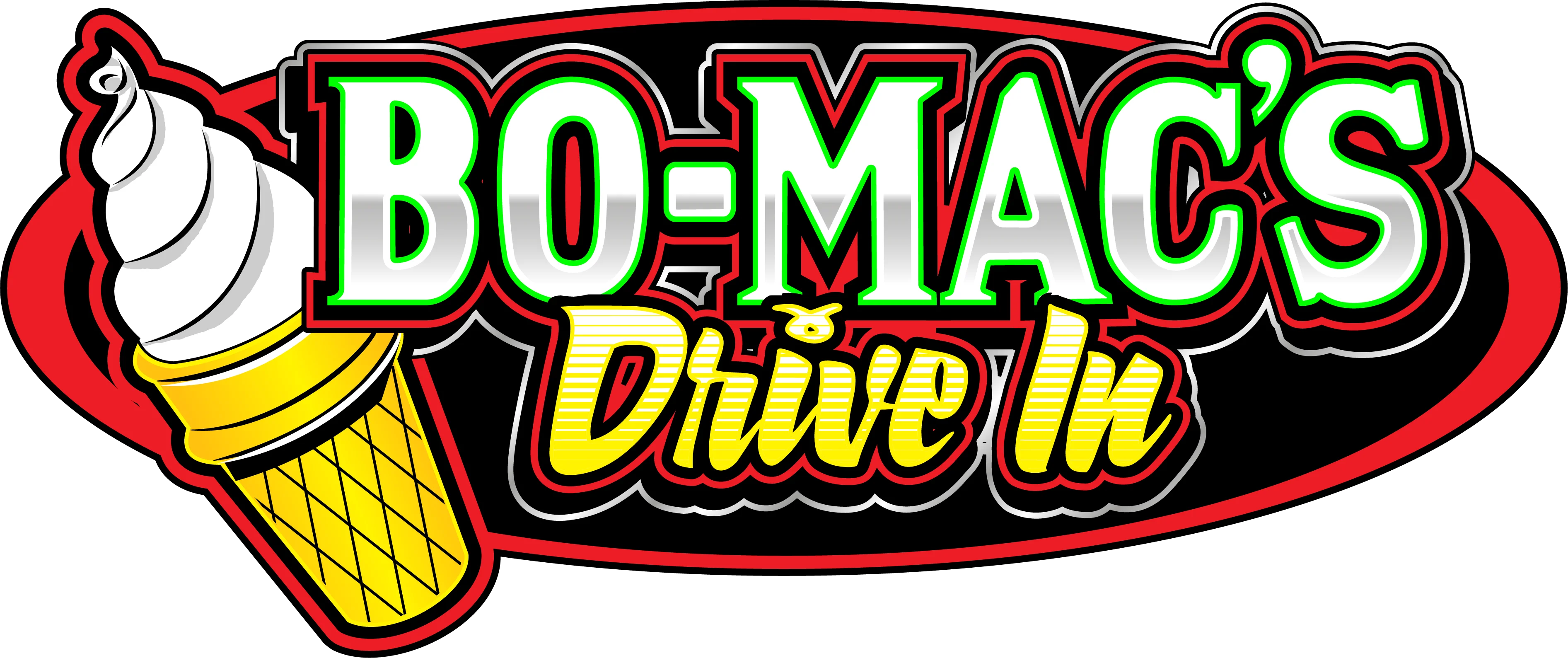 Logo of Bo-Mac's Drive In featuring ice cream cone