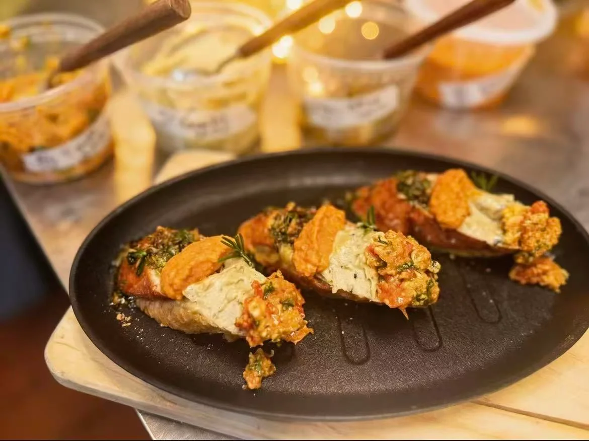 Baked stuffed eggplant with Mediterranean flavors