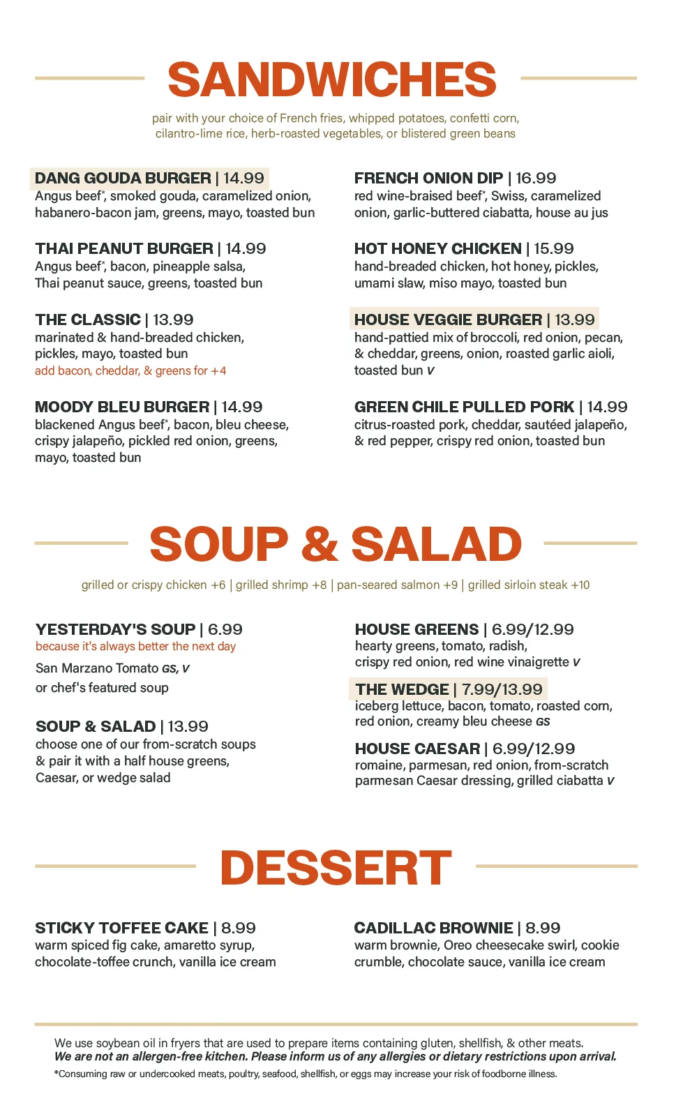 Fleetwood Dinner Menu Page 2