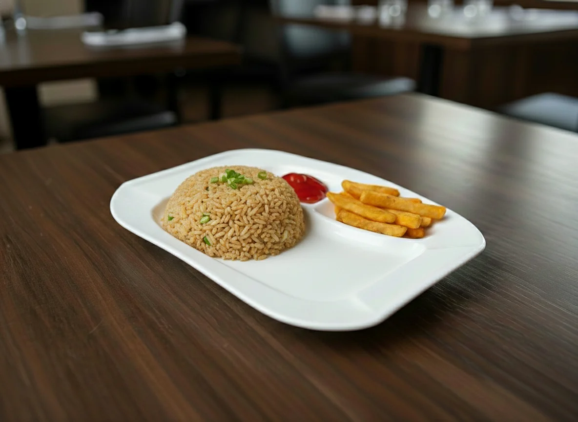 Egg Fried Rice with French Fries