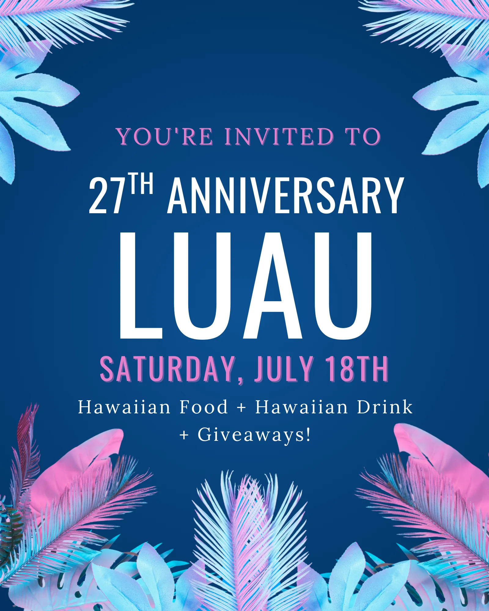 Save the date for a festive luau celebration invitation