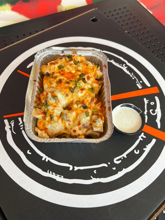 Buffalo Chicken topped knots