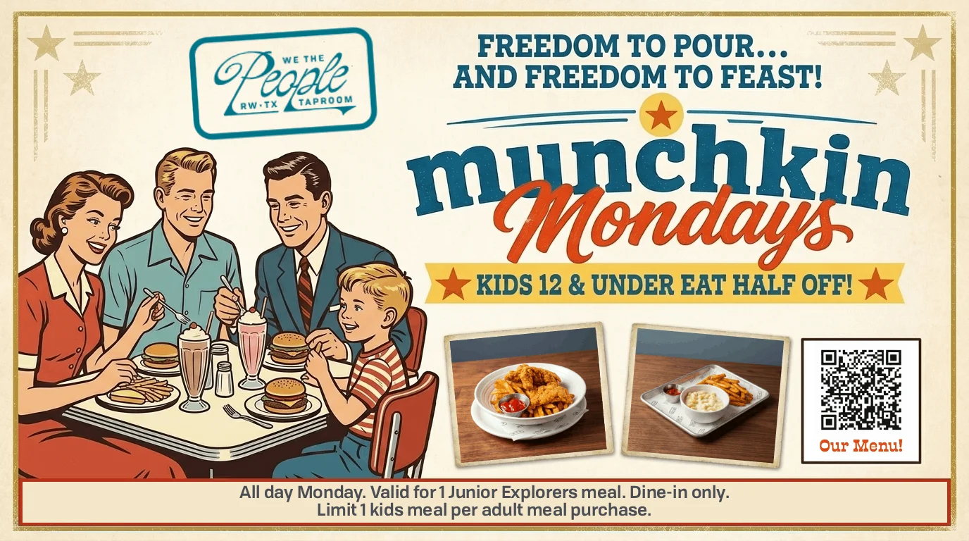Family enjoying Munchkin Mondays at a cozy restaurant