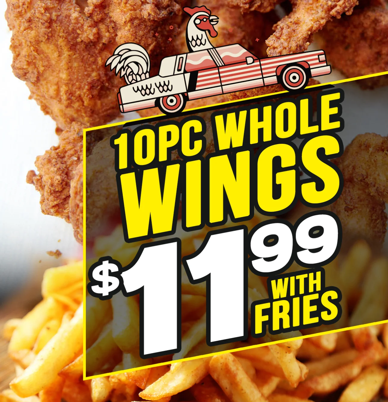 10 Whole Wings with Fries