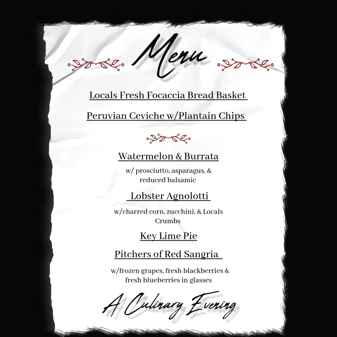 Elegant menu for a culinary evening featuring gourmet dishes