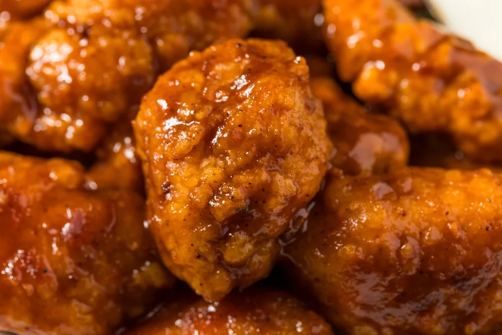 Crispy orange chicken in a savory glaze