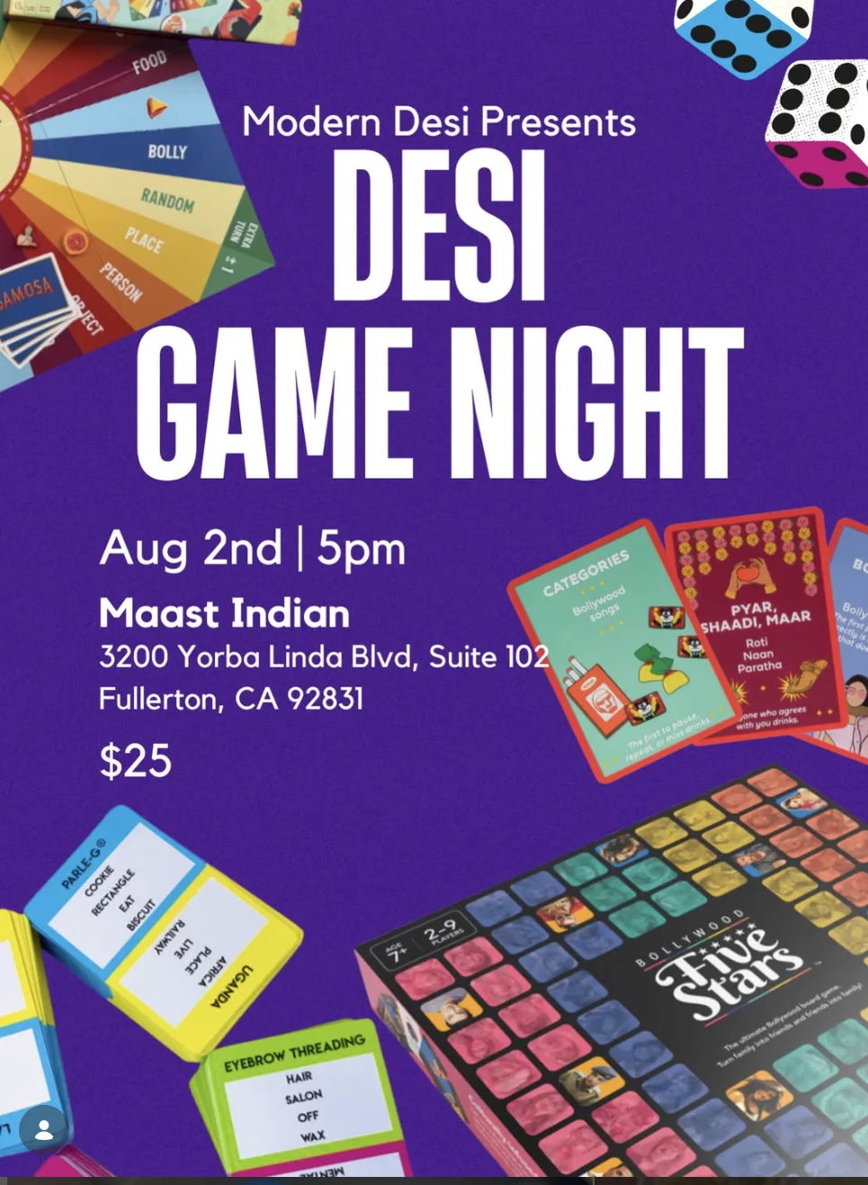 Exciting Music Bingo event at Maast Indian restaurant in Fullerton