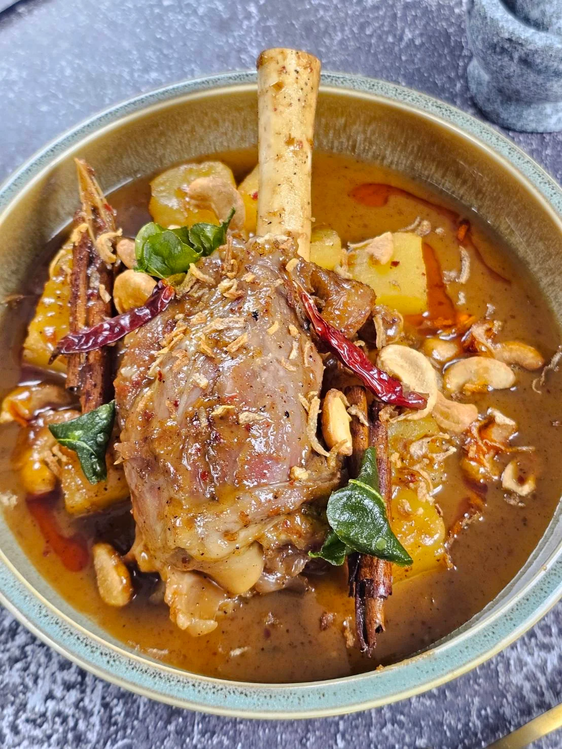 Thai massaman curry with tender lamb shank