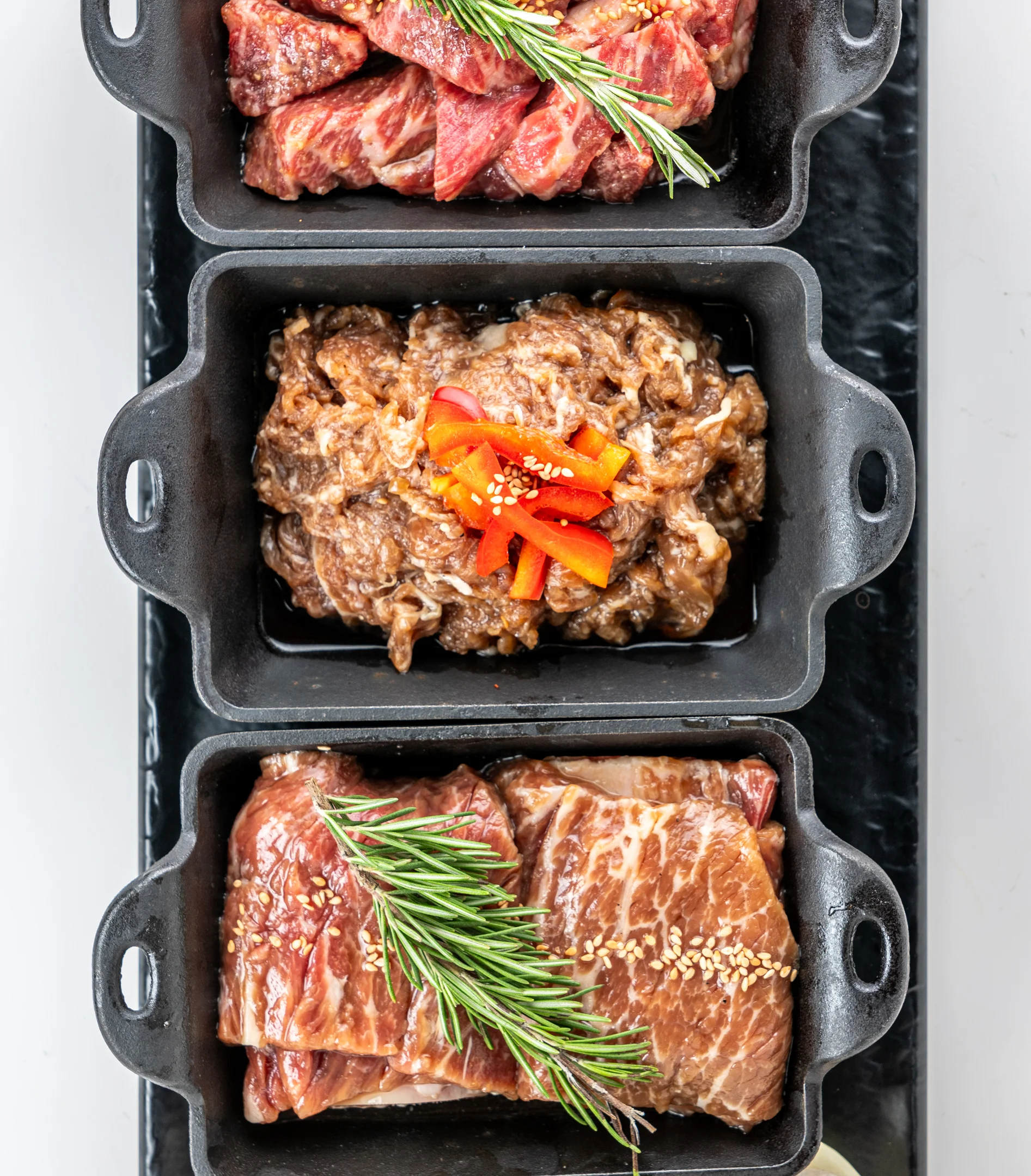 Korean barbecue platter with marinated meats