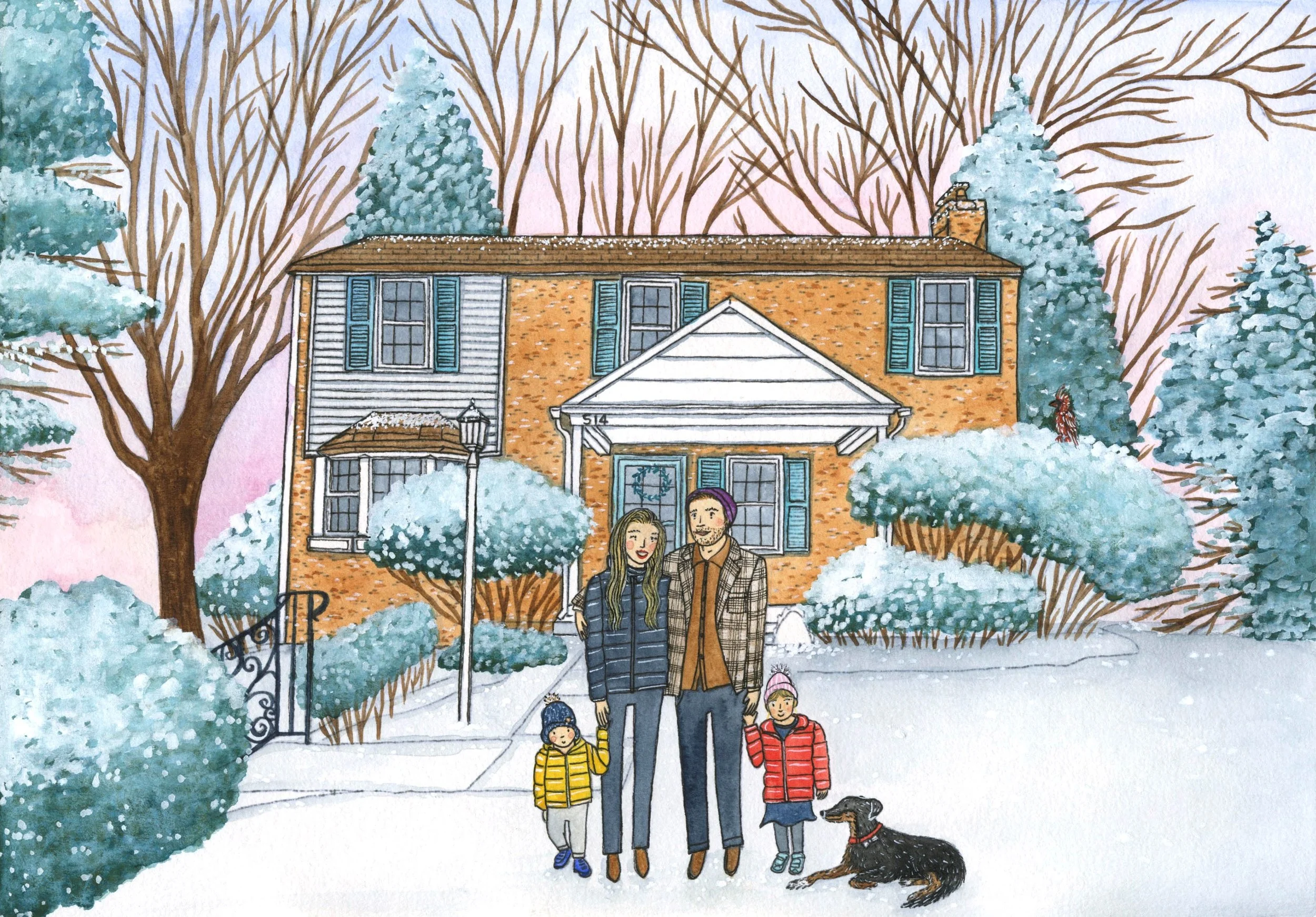 A cartoon image of a family