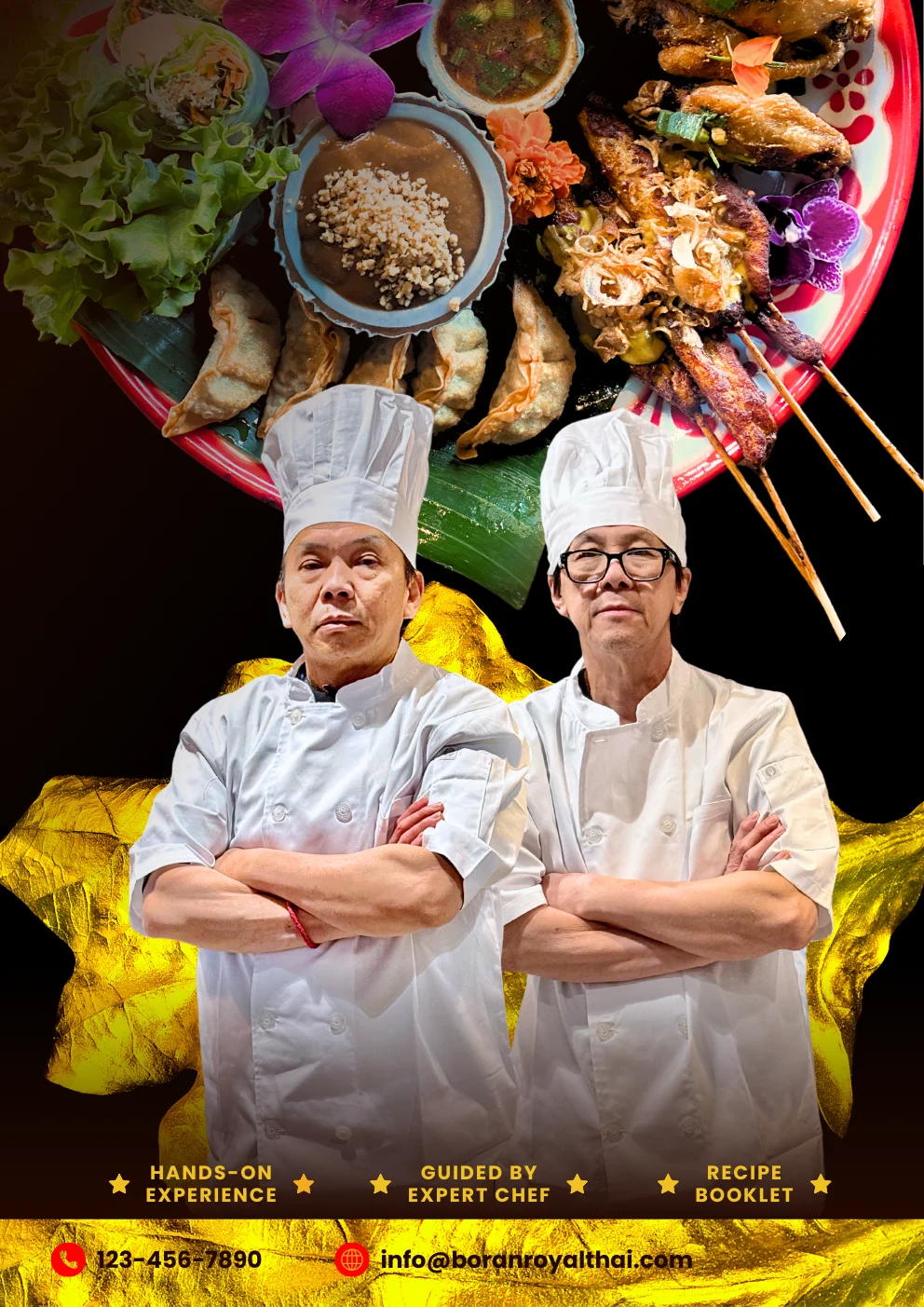 Expert chefs showcasing Thai cuisine with a variety of dishes