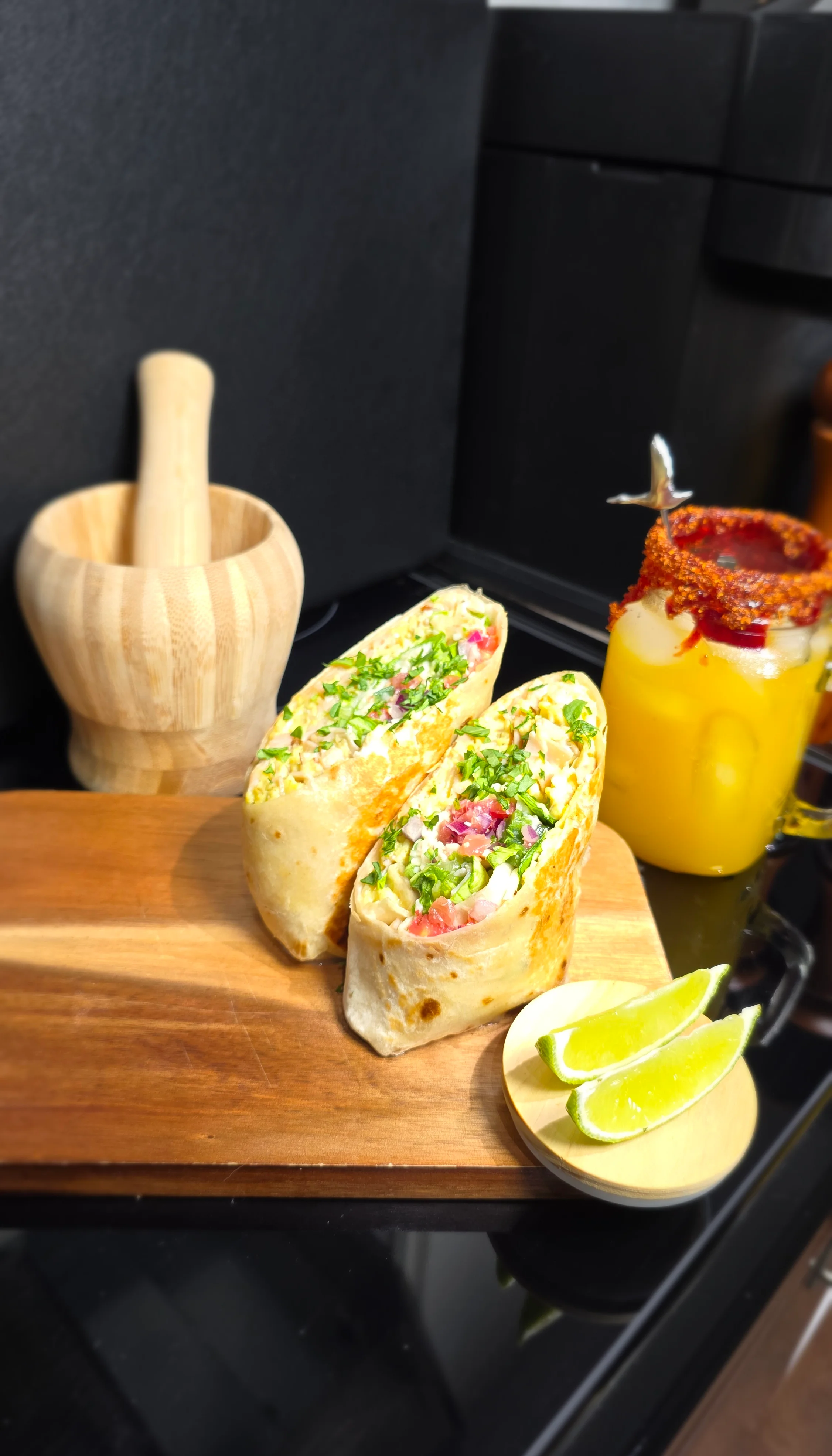 Delicious Mexican burrito with fresh toppings