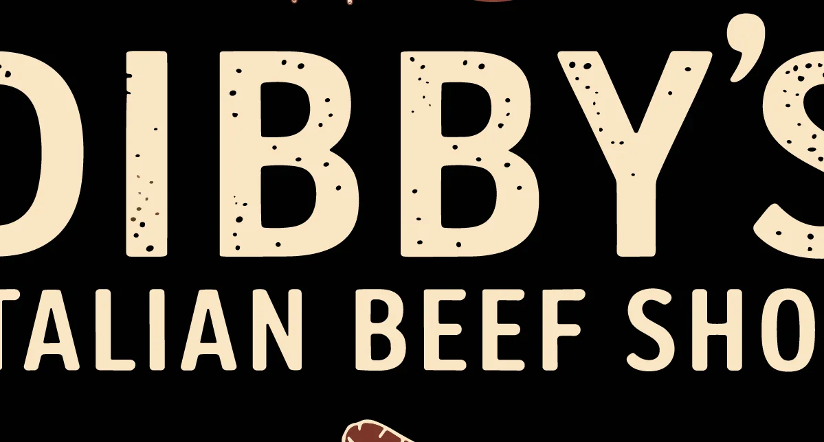 Sign for Dibby's Italian Beef Shop with illuminated border