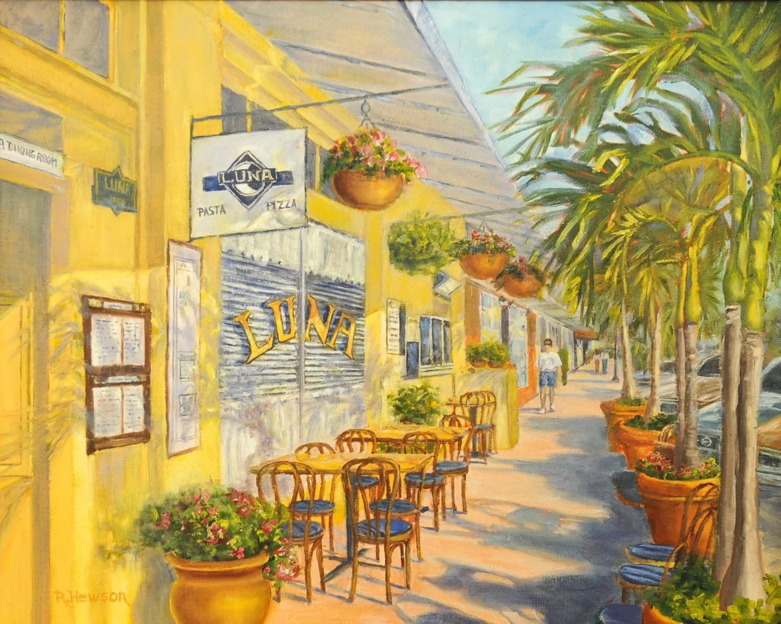 Charming outdoor dining area of Luna restaurant with vibrant decor