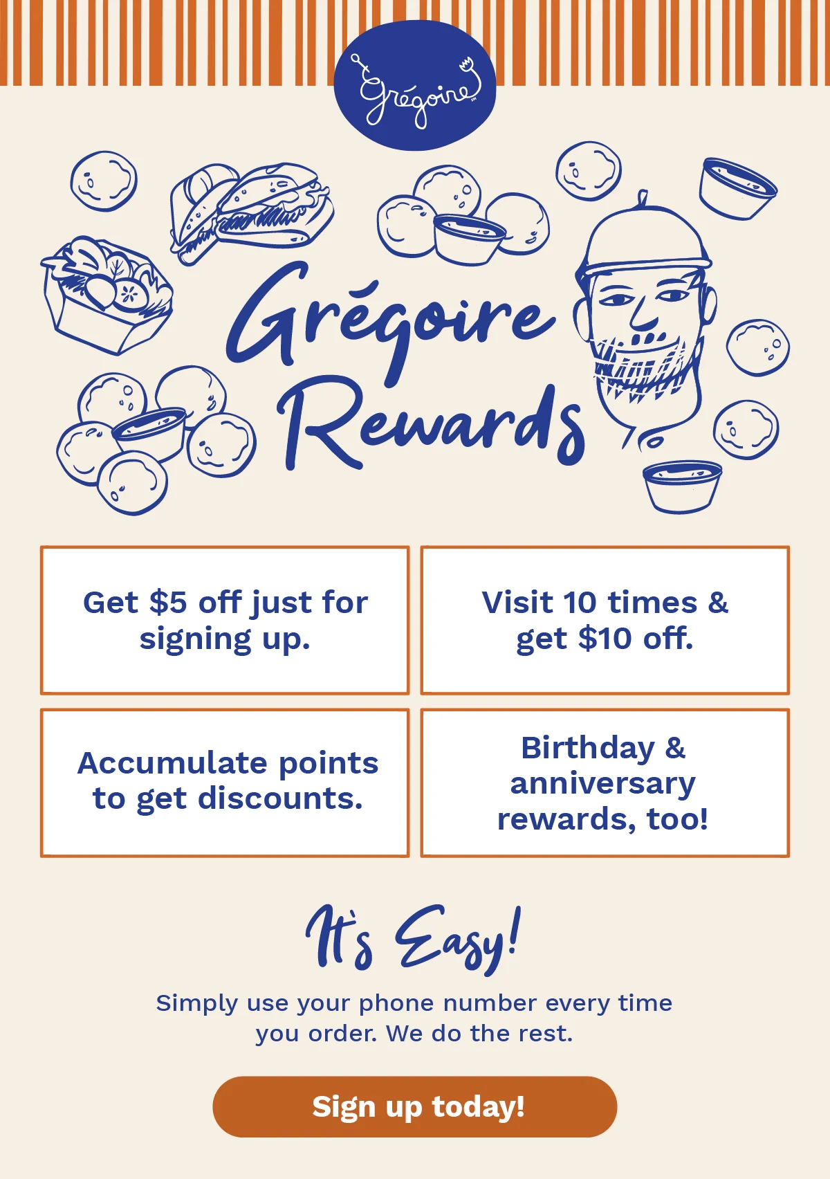 Grégoire Rewards promotional graphic for restaurant loyalty program