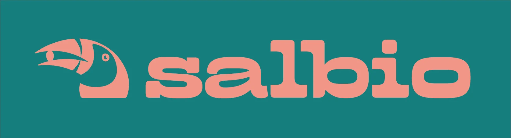Colorful logo design featuring a parrot and the name 'salbio'