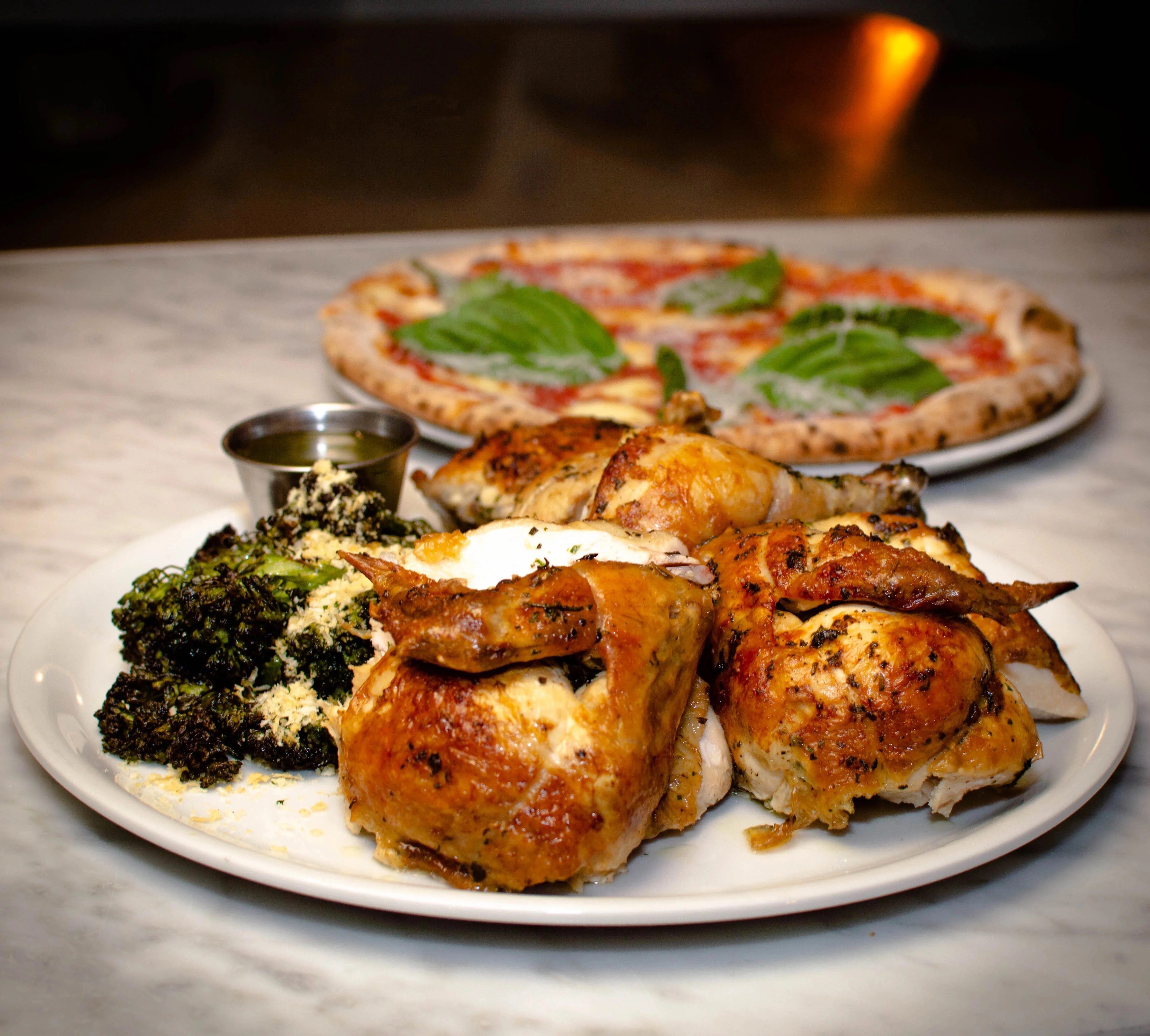 chicken and pizza
