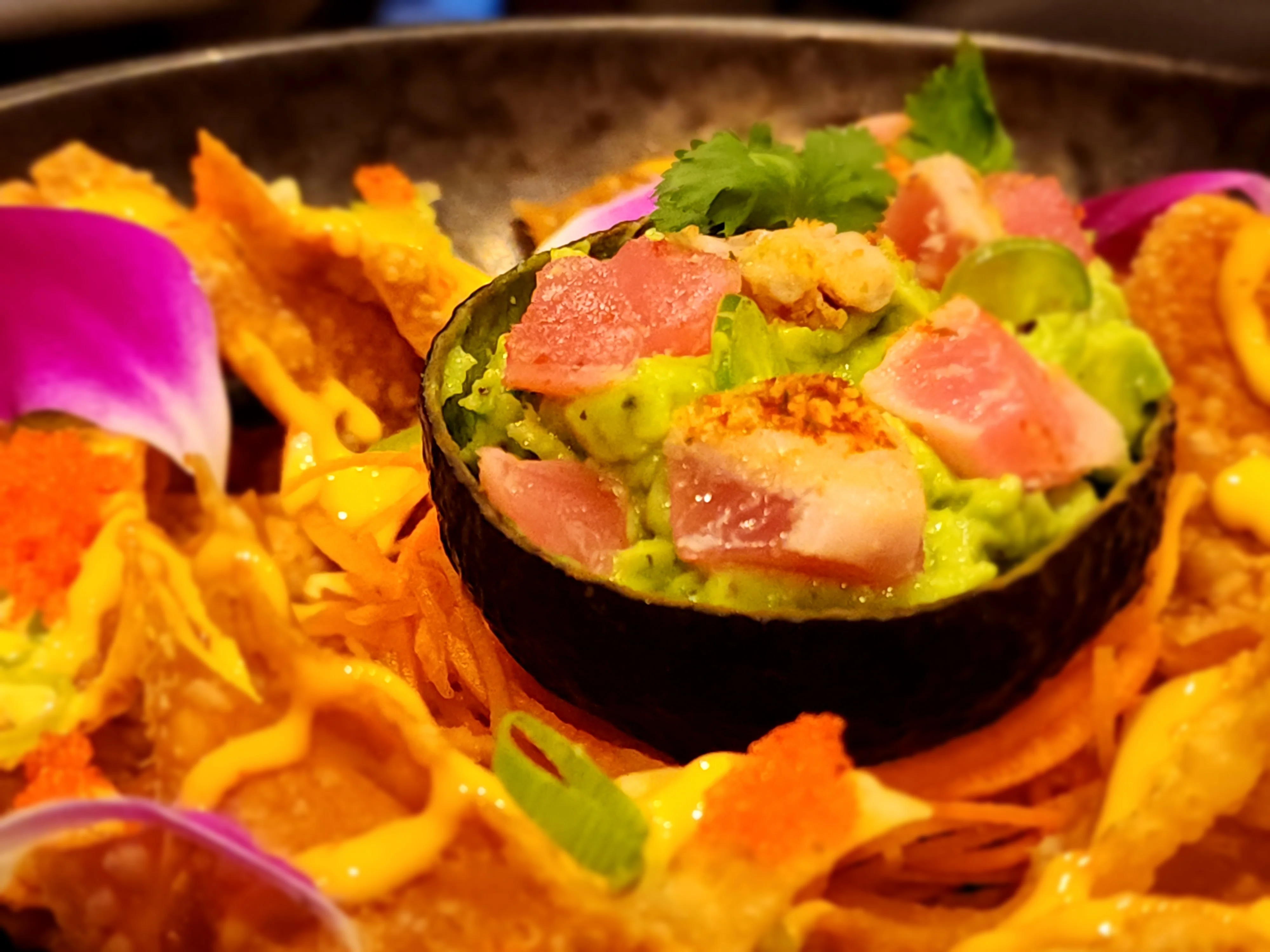 Sashimi platter featuring fresh tuna and white fish