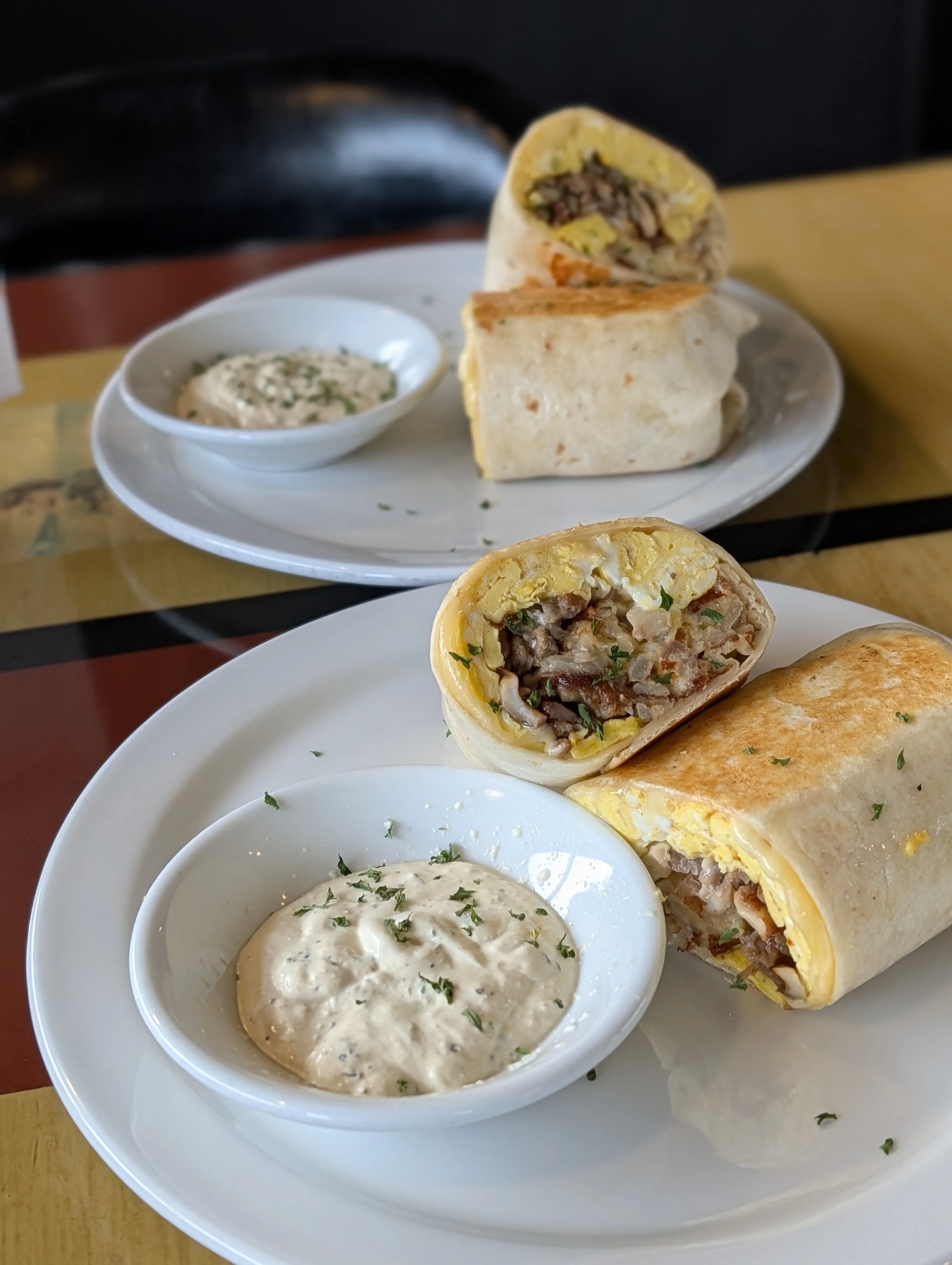 Breakfast Burritos Vegetarian and meat options available