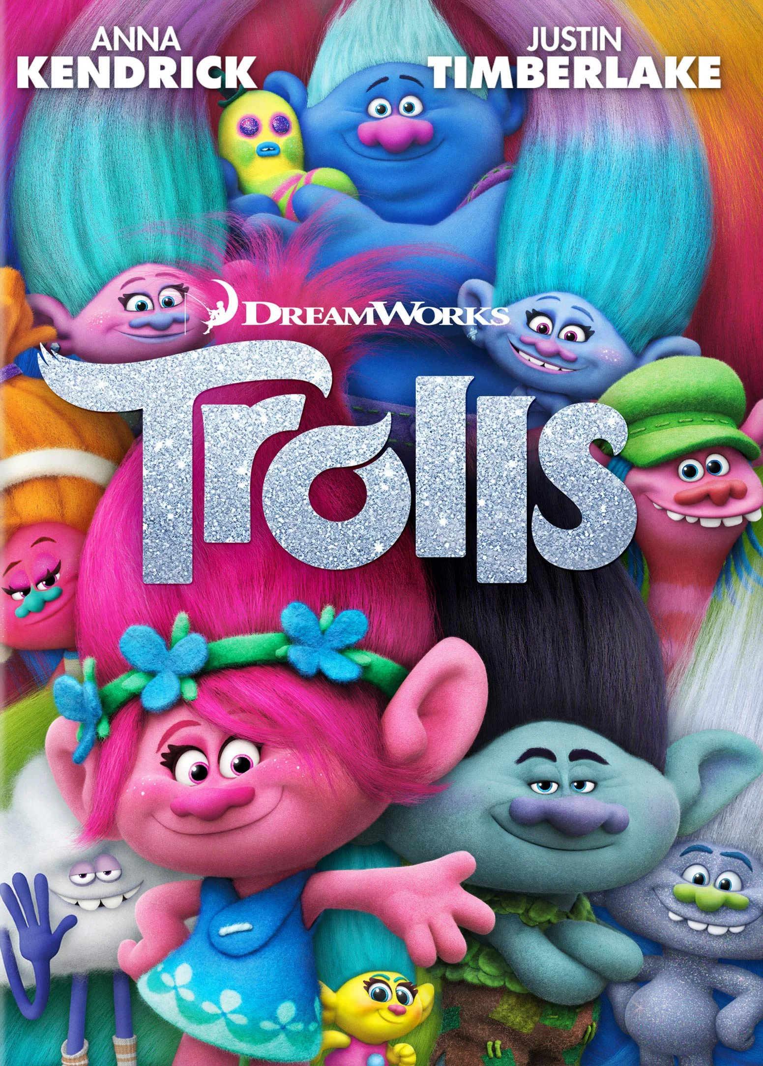 Colorful characters from the animated movie Trolls