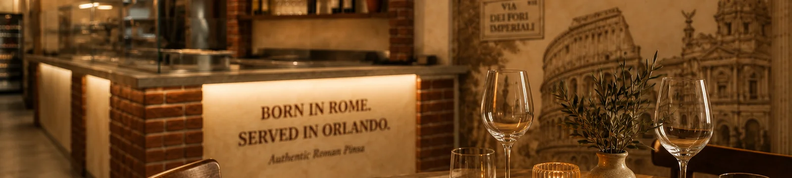 Cozy restaurant interior featuring Roman-style pinsa pizza