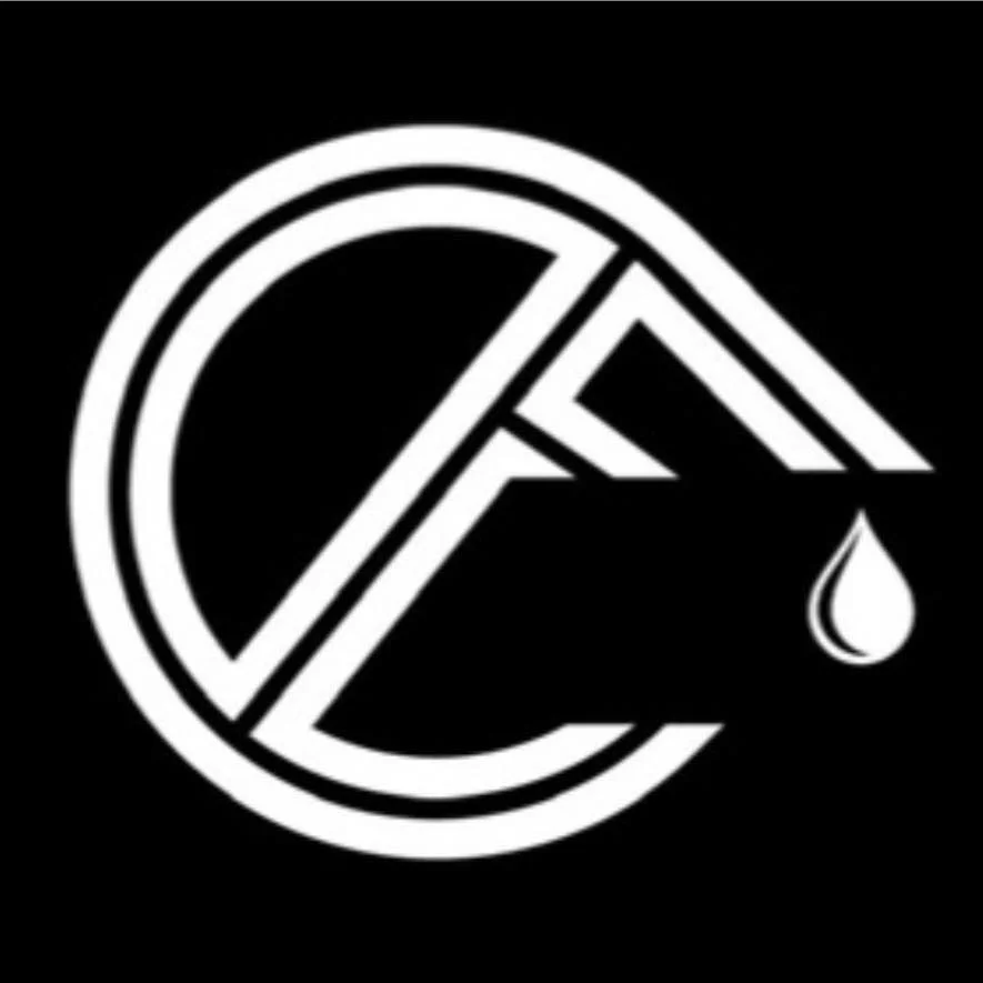 Stylized logo featuring a unique design with a droplet