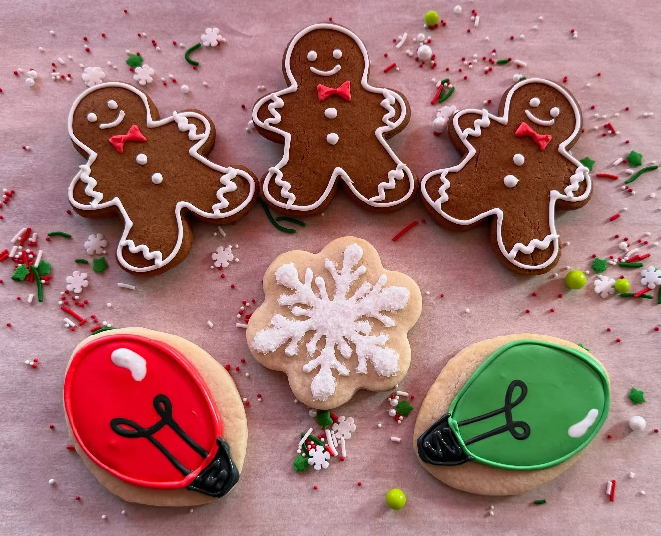 Festive gingerbread cookies and holiday treats