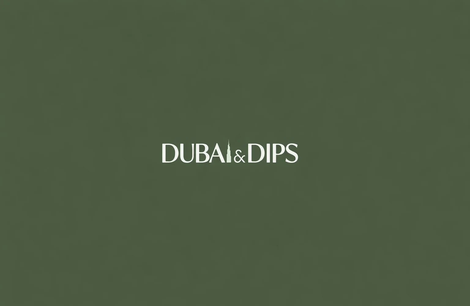 Logo design for Dubai & Dips restaurant on a green background