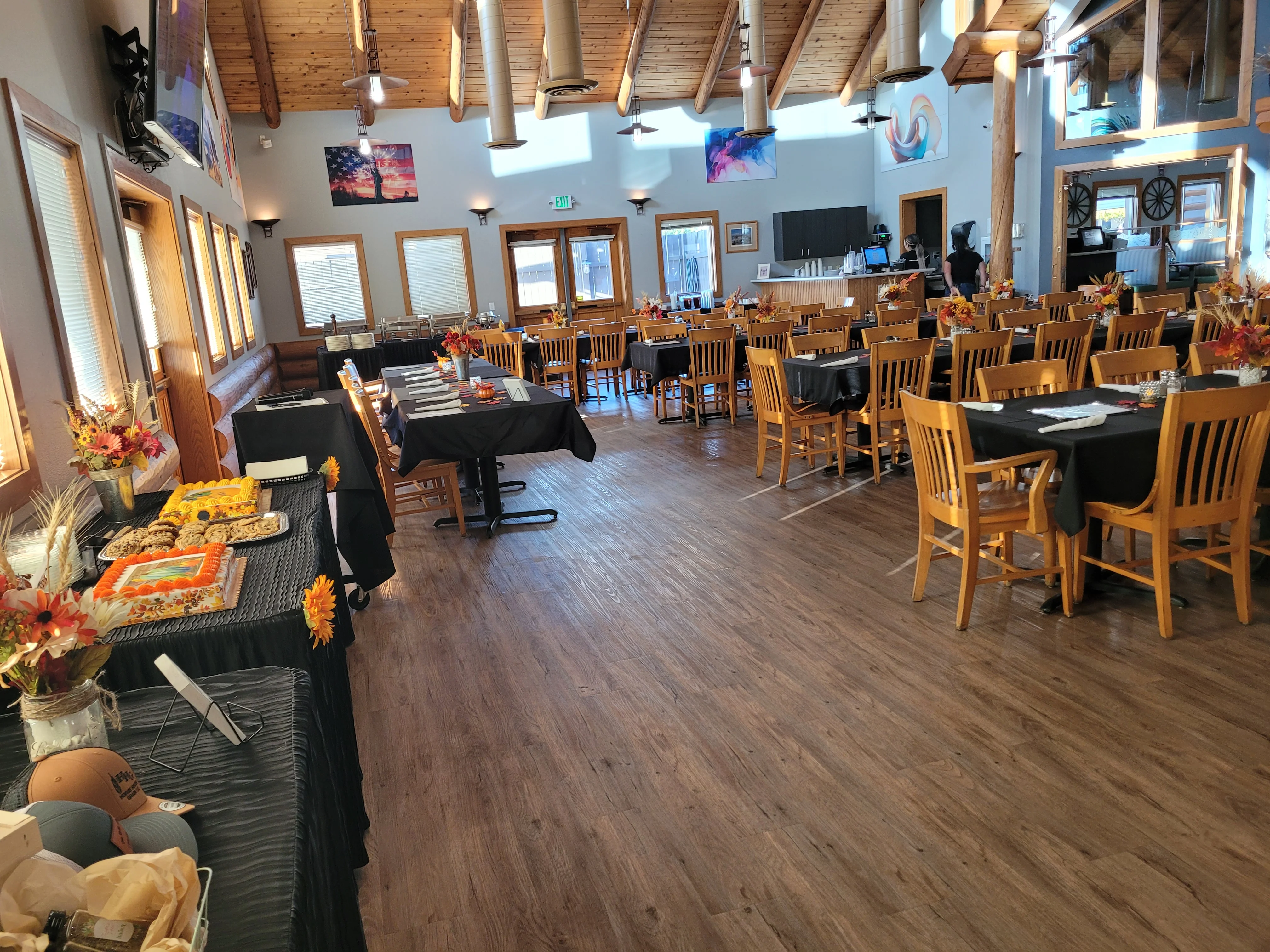 Delicious gourmet burger with fresh toppings on a wooden table