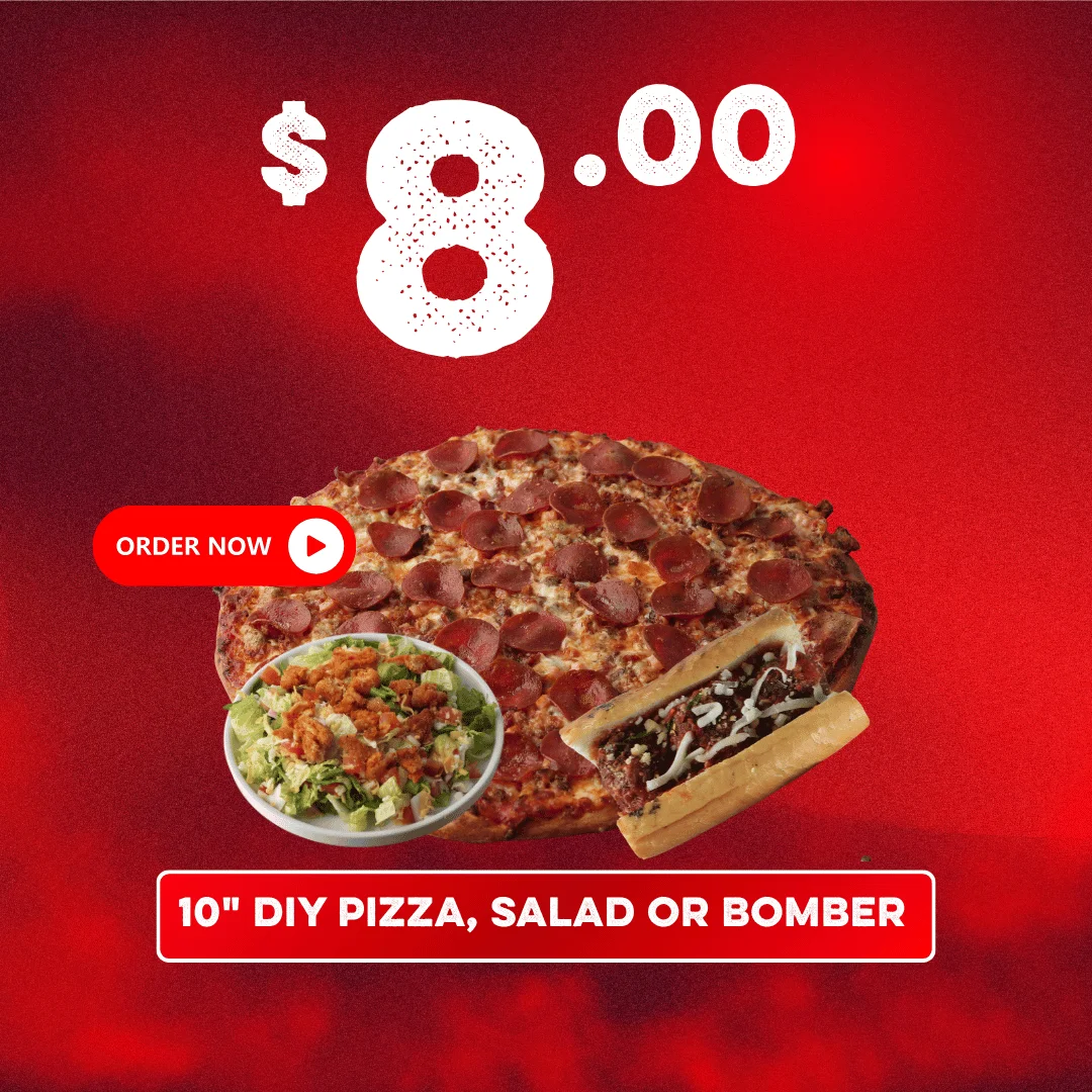 10-inch DIY pizza with salad and soda combo